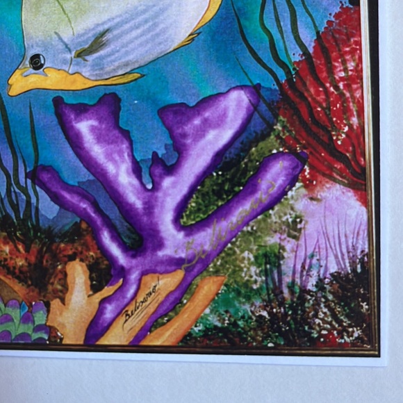 Pair of colorful Artist’s prints of tropical fish, 12” x 10”, in black frames - Picture 10 of 11
